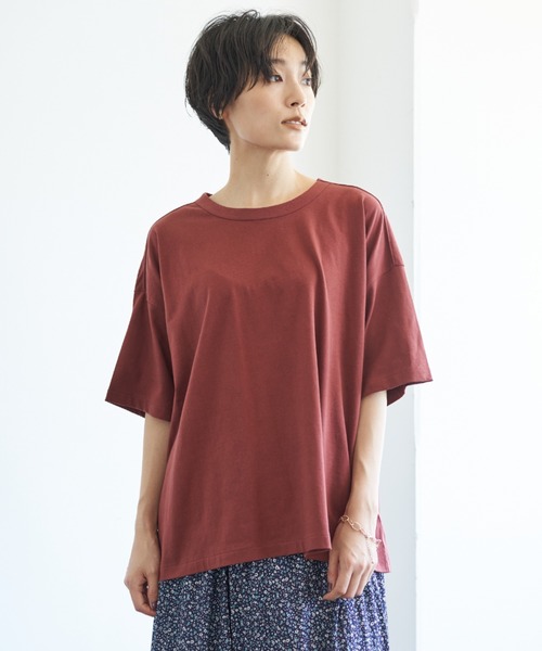 AMERICAN HOLIC(アメリカンホリック)の「ゆる半袖カットプルオーバー *(Tシャツ/カットソー・レディース・ブラック/パープル/グレー/カーキ/ホワイト系その他/グレー系その他2/テラコッタ・M/L)」の5枚目の写真