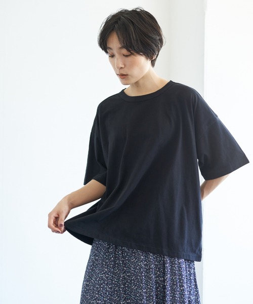 AMERICAN HOLIC(アメリカンホリック)の「ゆる半袖カットプルオーバー *(Tシャツ/カットソー・レディース・ブラック/パープル/グレー/カーキ/ホワイト系その他/グレー系その他2/テラコッタ・M/L)」の3枚目の写真