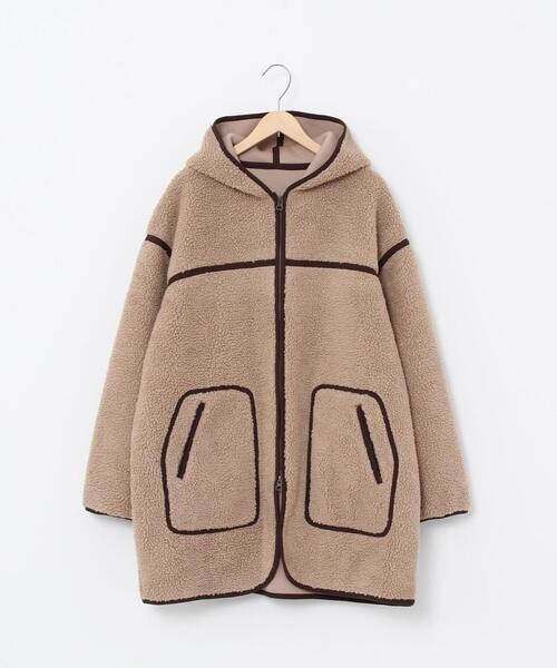 coen（コーエン）の「【WEB限定カラー】ボアパイピングフードジップブルゾン#（ブルゾン・レディース・ナチュラル/ブラック/カーキ/ベージュ/ネイビー・FREE）」の19枚目の写真