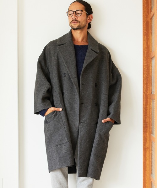 CAMBIO（カンビオ）の「mj7456-Over Size Double Chester Coat チェスターコート（チェスターコート・メンズ・チャコール/ライトベージュ/グレー・M/L）」の3枚目の写真