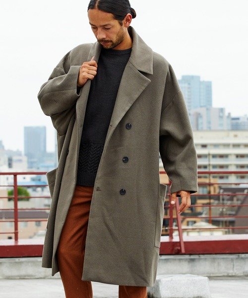 CAMBIO（カンビオ）の「mj7456-Over Size Double Chester Coat チェスターコート（チェスターコート・メンズ・チャコール/ライトベージュ/グレー・M/L）」の5枚目の写真