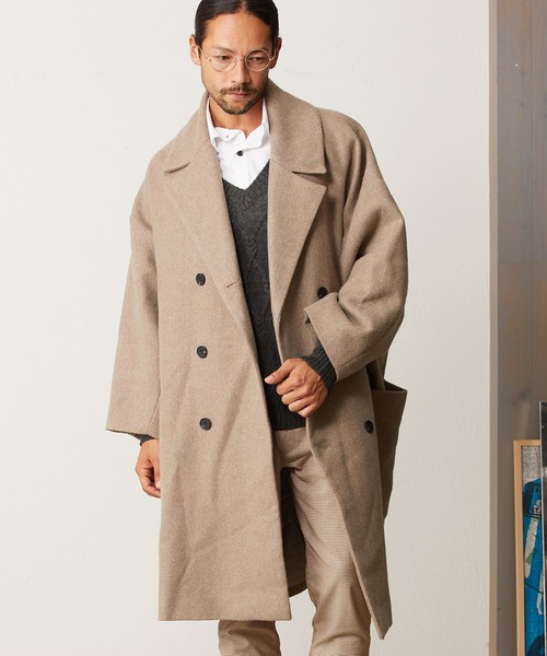 CAMBIO（カンビオ）の「mj7456-Over Size Double Chester Coat チェスターコート（チェスターコート・メンズ・チャコール/ライトベージュ/グレー・M/L）」の10枚目の写真