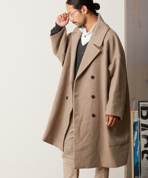 CAMBIO（カンビオ）の「mj7456-Over Size Double Chester Coat チェスターコート（チェスターコート・メンズ・チャコール/ライトベージュ/グレー・M/L）」の12枚目の写真
