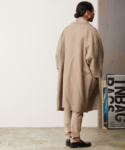 CAMBIO（カンビオ）の「mj7456-Over Size Double Chester Coat チェスターコート（チェスターコート・メンズ・チャコール/ライトベージュ/グレー・M/L）」の14枚目の写真