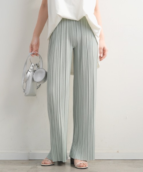 Futier land(フューティアランド)の「好みの長さにセルフカット調整できる♪ランダムプリーツロングパンツ(その他パンツ・レディース・ブラック/テラコッタ/モカ/ライトベージュ/ピンク/ベージュ/ライトカーキ/グリーン/ライトイエロー/ミント/ライトグリーン/チャコールグレー・FREE)」の9枚目の写真