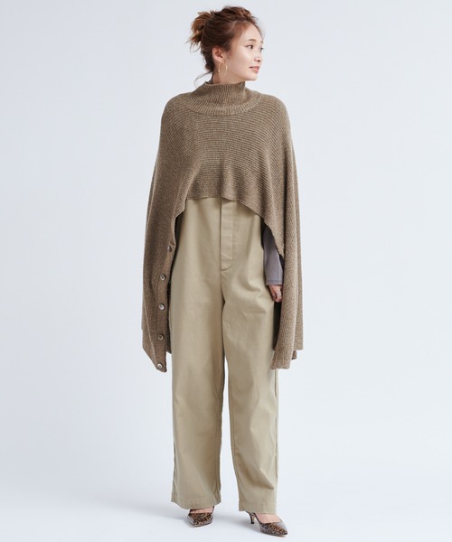 DouDou（ドゥドゥ）の「ニット2WAYポンチョストール（ストール/ショール・レディース・チャコールグレー/ブラウン/ベージュ・FREE）」の11枚目の写真