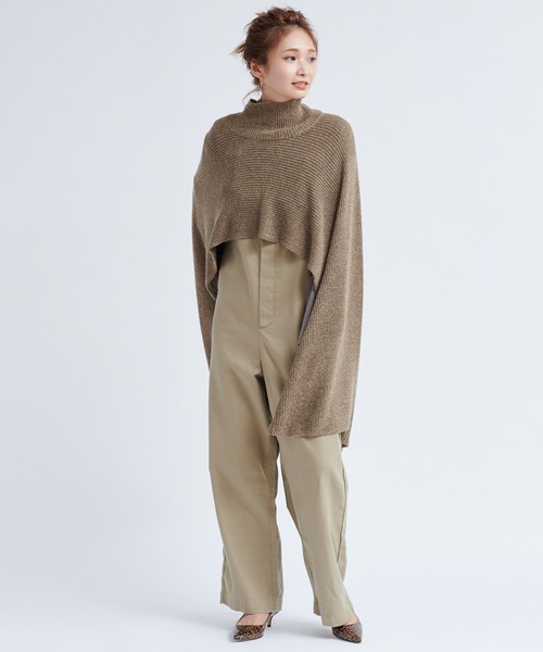 DouDou（ドゥドゥ）の「ニット2WAYポンチョストール（ストール/ショール・レディース・チャコールグレー/ブラウン/ベージュ・FREE）」の12枚目の写真