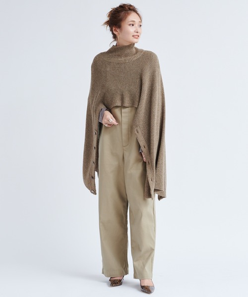 DouDou（ドゥドゥ）の「ニット2WAYポンチョストール（ストール/ショール・レディース・チャコールグレー/ブラウン/ベージュ・FREE）」の15枚目の写真