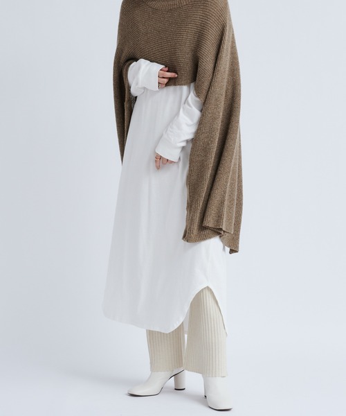 DouDou（ドゥドゥ）の「ニット2WAYポンチョストール（ストール/ショール・レディース・チャコールグレー/ブラウン/ベージュ・FREE）」の18枚目の写真