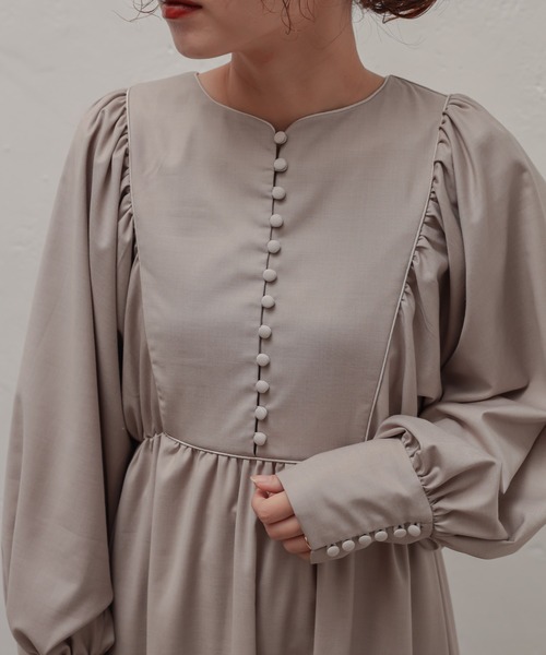 natural couture（ナチュラルクチュール）の「【大人ナチュ】前後2WAYボリュームスリーブワンピース（ワンピース・レディース・ベージュ/ブラウン/オフホワイト・FREE）」の19枚目の写真