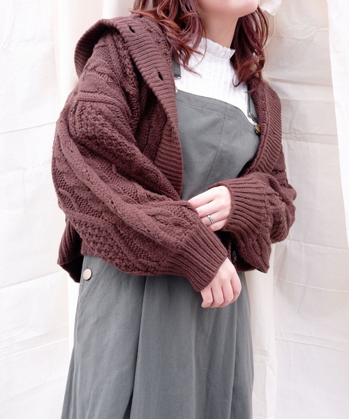 sakishimatokyo（サキシマトーキョー）の「【ZOZO限定】サキシマamp「フードツキケーブルアミニットカーディガン」（カーディガン/ボレロ・レディース・ブラック/ブラウン/オフホワイト/ピンク/モカ・FREE）」の22枚目の写真