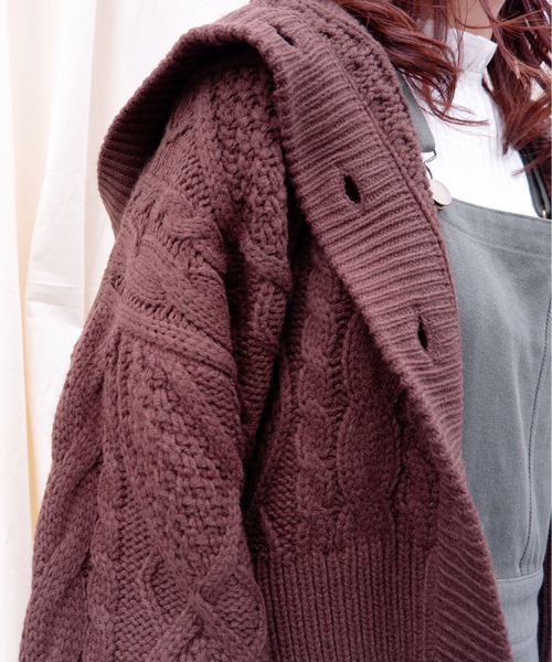 sakishimatokyo（サキシマトーキョー）の「【ZOZO限定】サキシマamp「フードツキケーブルアミニットカーディガン」（カーディガン/ボレロ・レディース・ブラック/ブラウン/オフホワイト/ピンク/モカ・FREE）」の14枚目の写真