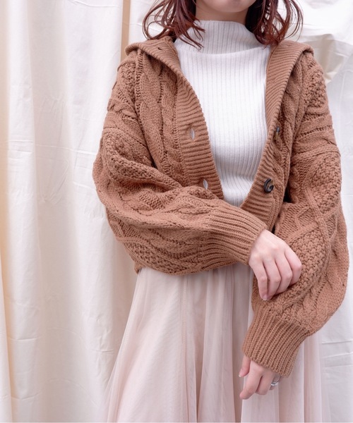 sakishimatokyo（サキシマトーキョー）の「【ZOZO限定】サキシマamp「フードツキケーブルアミニットカーディガン」（カーディガン/ボレロ・レディース・ブラック/ブラウン/オフホワイト/ピンク/モカ・FREE）」の12枚目の写真