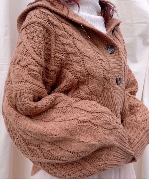 sakishimatokyo（サキシマトーキョー）の「【ZOZO限定】サキシマamp「フードツキケーブルアミニットカーディガン」（カーディガン/ボレロ・レディース・ブラック/ブラウン/オフホワイト/ピンク/モカ・FREE）」の17枚目の写真