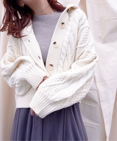 sakishimatokyo（サキシマトーキョー）の「【ZOZO限定】サキシマamp「フードツキケーブルアミニットカーディガン」（カーディガン/ボレロ・レディース・ブラック/ブラウン/オフホワイト/ピンク/モカ・FREE）」の21枚目の写真