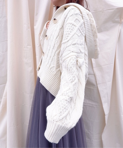 sakishimatokyo（サキシマトーキョー）の「【ZOZO限定】サキシマamp「フードツキケーブルアミニットカーディガン」（カーディガン/ボレロ・レディース・ブラック/ブラウン/オフホワイト/ピンク/モカ・FREE）」の18枚目の写真