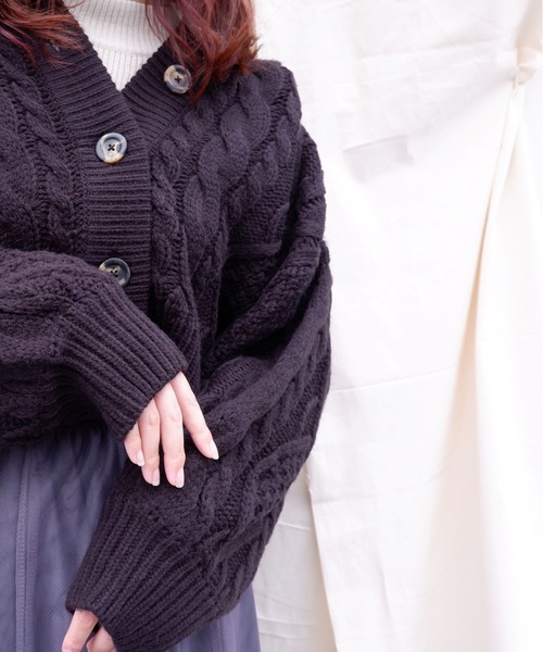 sakishimatokyo（サキシマトーキョー）の「【ZOZO限定】サキシマamp「フードツキケーブルアミニットカーディガン」（カーディガン/ボレロ・レディース・ブラック/ブラウン/オフホワイト/ピンク/モカ・FREE）」の13枚目の写真