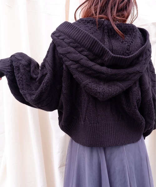 sakishimatokyo（サキシマトーキョー）の「【ZOZO限定】サキシマamp「フードツキケーブルアミニットカーディガン」（カーディガン/ボレロ・レディース・ブラック/ブラウン/オフホワイト/ピンク/モカ・FREE）」の11枚目の写真