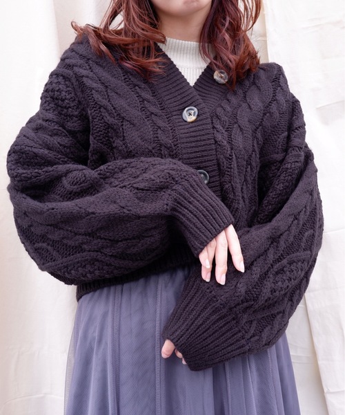 sakishimatokyo（サキシマトーキョー）の「【ZOZO限定】サキシマamp「フードツキケーブルアミニットカーディガン」（カーディガン/ボレロ・レディース・ブラック/ブラウン/オフホワイト/ピンク/モカ・FREE）」の9枚目の写真