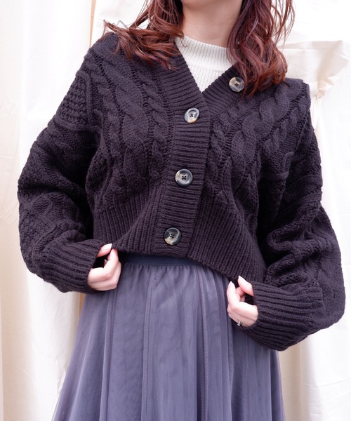 sakishimatokyo（サキシマトーキョー）の「【ZOZO限定】サキシマamp「フードツキケーブルアミニットカーディガン」（カーディガン/ボレロ・レディース・ブラック/ブラウン/オフホワイト/ピンク/モカ・FREE）」の16枚目の写真