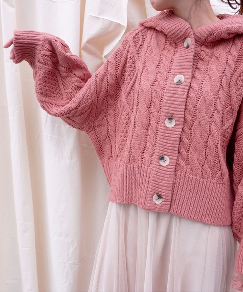 sakishimatokyo（サキシマトーキョー）の「【ZOZO限定】サキシマamp「フードツキケーブルアミニットカーディガン」（カーディガン/ボレロ・レディース・ブラック/ブラウン/オフホワイト/ピンク/モカ・FREE）」の8枚目の写真