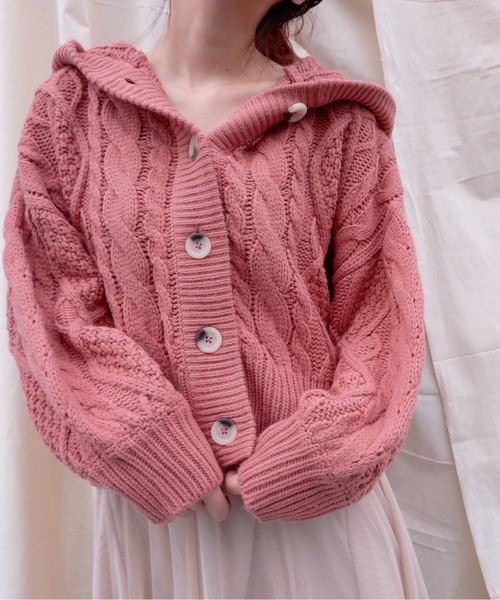 sakishimatokyo（サキシマトーキョー）の「【ZOZO限定】サキシマamp「フードツキケーブルアミニットカーディガン」（カーディガン/ボレロ・レディース・ブラック/ブラウン/オフホワイト/ピンク/モカ・FREE）」の15枚目の写真