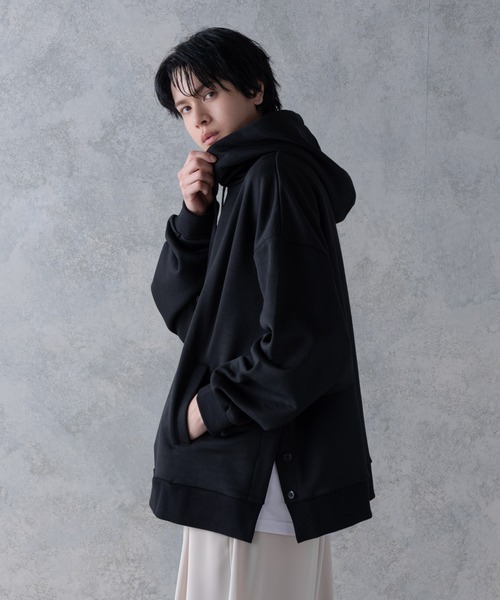 【BERLUTI】スクリット ウールパーカー ブラック/グレーグリーン アメカジ パーカー フーディ ブークレ ダブルジップ シンプル