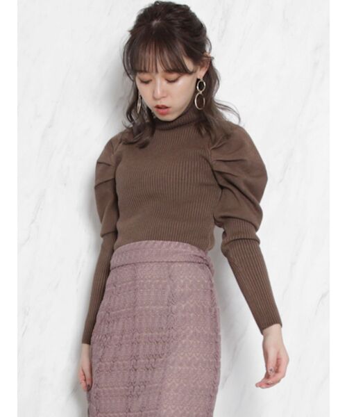 dazzlin（ダズリン）の「フロントタックタートルミットトップス（ニット/セーター・レディース・ブラック/ベージュ/ブラウン/グレー・FREE）」の4枚目の写真