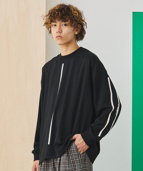 UNITED TOKYO（ユナイテッドトウキョウ）の「オーバーサイズラインプリントT（Tシャツ/カットソー・メンズ・オフホワイト/ブラック・FREE/0）」の10枚目の写真