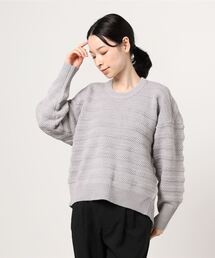 Sustainable atmos pink / 変形ボーダーバックコクーンニット