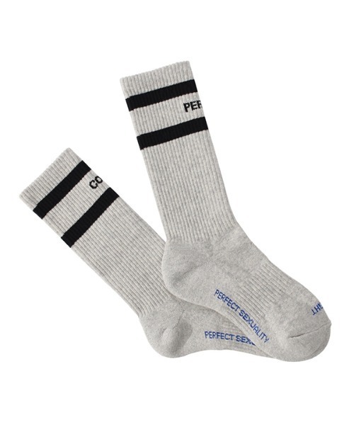 PERFECTCORNER（パーフェクトコーナー）の「【PERFECTCORNER 】レフトライト ハイソックス(FILE) / PERFECT CORNER LEFT RIGHT HIGH SOCKS(FILE)（ソックス/靴下・レディース・グレー/ホワイト×レッド/ホワイト×ブラック/ブラック×パープル/ブラック×レッド・FREE）」の5枚目の写真