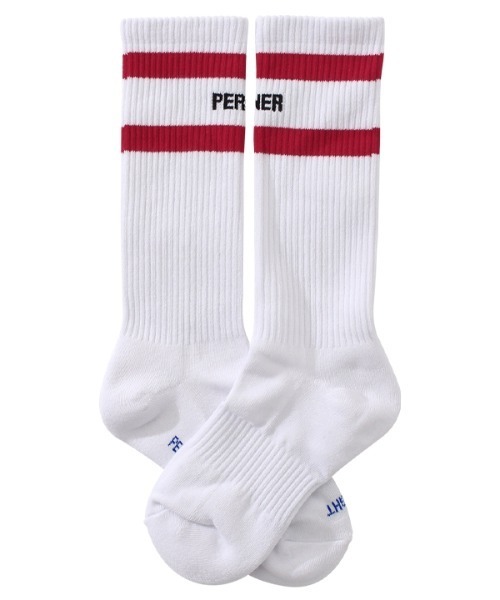 PERFECTCORNER（パーフェクトコーナー）の「【PERFECTCORNER 】レフトライト ハイソックス(FILE) / PERFECT CORNER LEFT RIGHT HIGH SOCKS(FILE)（ソックス/靴下・レディース・グレー/ホワイト×レッド/ホワイト×ブラック/ブラック×パープル/ブラック×レッド・FREE）」の6枚目の写真
