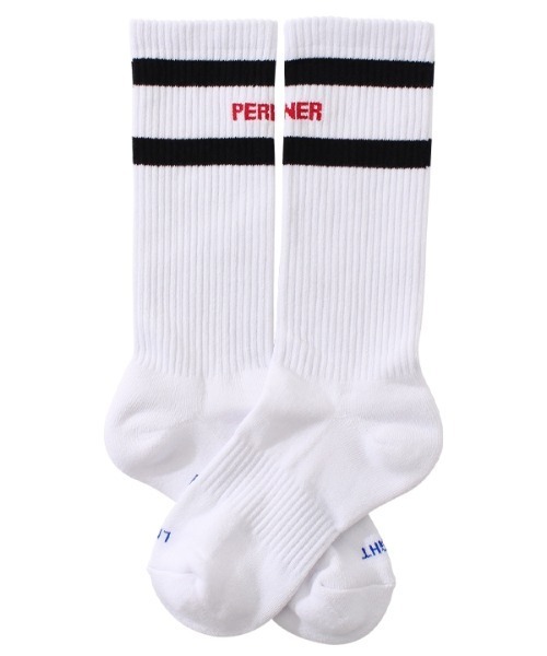 PERFECTCORNER（パーフェクトコーナー）の「【PERFECTCORNER 】レフトライト ハイソックス(FILE) / PERFECT CORNER LEFT RIGHT HIGH SOCKS(FILE)（ソックス/靴下・レディース・グレー/ホワイト×レッド/ホワイト×ブラック/ブラック×パープル/ブラック×レッド・FREE）」の9枚目の写真