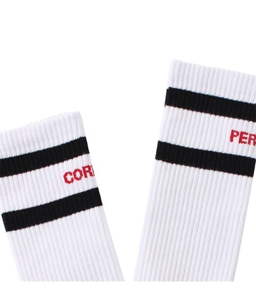 PERFECTCORNER（パーフェクトコーナー）の「【PERFECTCORNER 】レフトライト ハイソックス(FILE) / PERFECT CORNER LEFT RIGHT HIGH SOCKS(FILE)（ソックス/靴下・レディース・グレー/ホワイト×レッド/ホワイト×ブラック/ブラック×パープル/ブラック×レッド・FREE）」の10枚目の写真