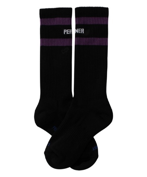 PERFECTCORNER（パーフェクトコーナー）の「【PERFECTCORNER 】レフトライト ハイソックス(FILE) / PERFECT CORNER LEFT RIGHT HIGH SOCKS(FILE)（ソックス/靴下・レディース・グレー/ホワイト×レッド/ホワイト×ブラック/ブラック×パープル/ブラック×レッド・FREE）」の12枚目の写真