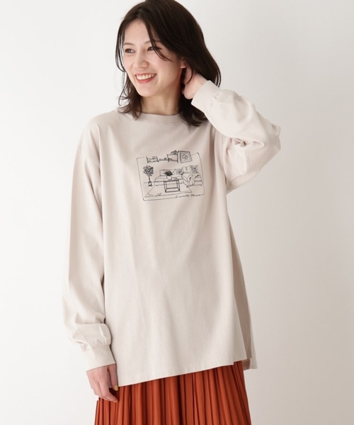 SHOO・LA・RUE(シューラルー)の「◆【USAコットン】プリントアソートロンT(Tシャツ/カットソー・レディース・ブラック/アイボリー/ホワイト系その他/オリーブ系/ホワイト系その他2/ブルー系1・02/03/04)」の2枚目の写真