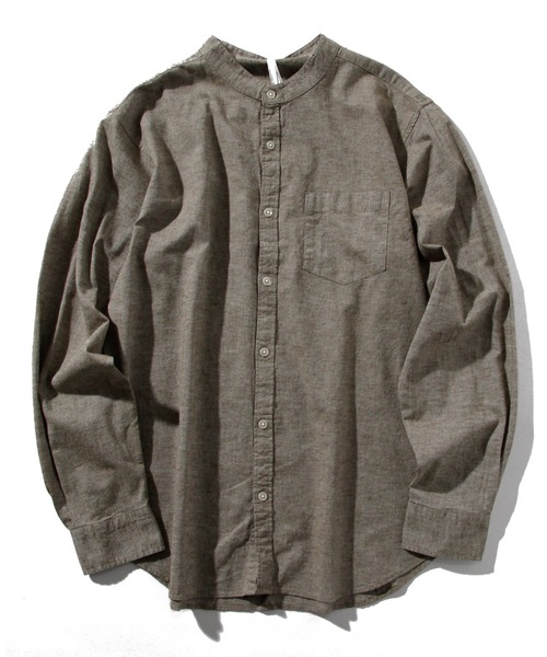 INASTUDIOS ZOO（イーナストゥディオスズー）の「「INASTUDIOS SELECT」綿麻ストレッチ バンドカラーシャツ（シャツ/ブラウス・メンズ・ホワイト/ネイビー/カーキ/モカ/ブラック・LARGE/MEDIUM/X-LARGE）」の4枚目の写真