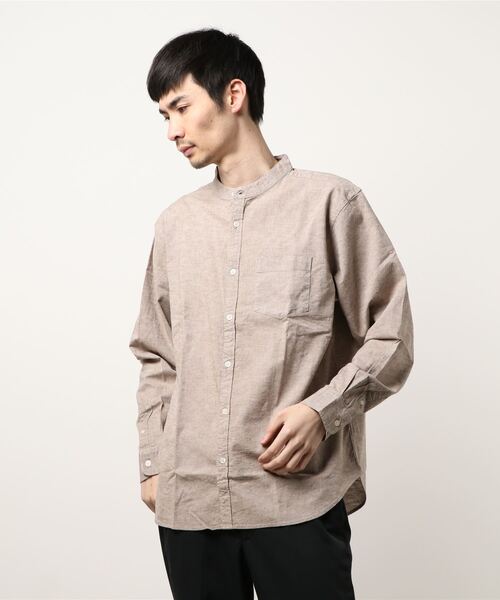 INASTUDIOS ZOO（イーナストゥディオスズー）の「「INASTUDIOS SELECT」綿麻ストレッチ バンドカラーシャツ（シャツ/ブラウス・メンズ・ホワイト/ネイビー/カーキ/モカ/ブラック・LARGE/MEDIUM/X-LARGE）」の8枚目の写真