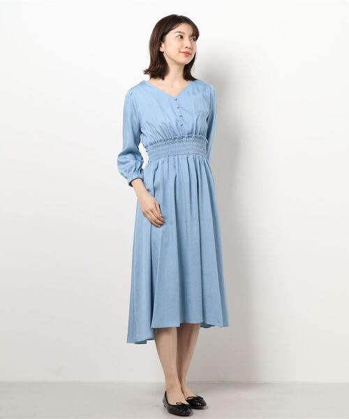 テンセルデニムウエストシャーリングワンピース ワンピース ワンピース Agenda 12twelve Agenda トゥエルブ アジェンダ のファッション Agenda トゥエルブ