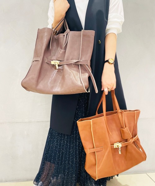 atneK（アトネック）の「【atneK】ロングベルトトート（トートバッグ・レディース・グレー/ブラウン・FREE）」の9枚目の写真