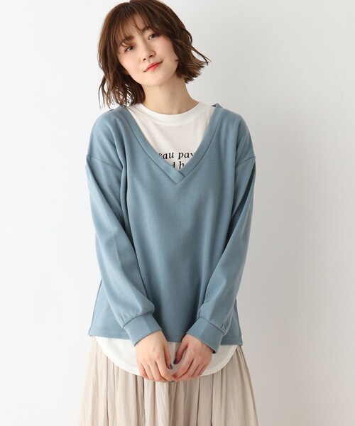 DRESKIP（ドレスキップ）の「◆【2点セット】深Vプルオーバー+ロゴTシャツ（その他トップス・レディース・グレー系その他/ライトブルー/ナチュラル・02/03/04）」の3枚目の写真