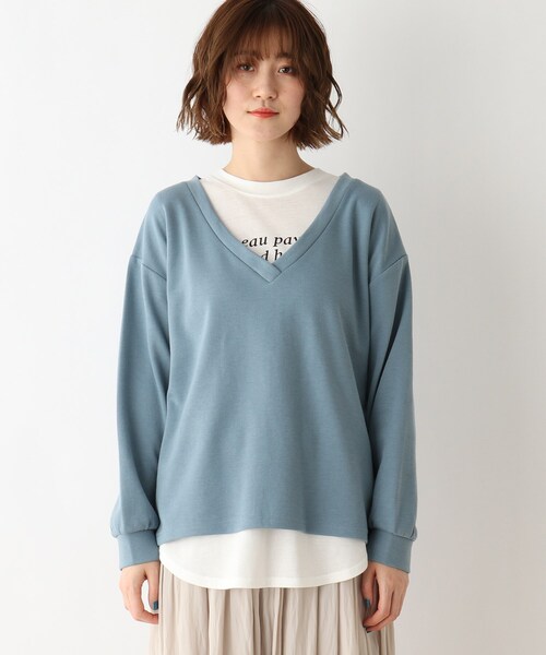 DRESKIP（ドレスキップ）の「◆【2点セット】深Vプルオーバー+ロゴTシャツ（その他トップス・レディース・グレー系その他/ライトブルー/ナチュラル・02/03/04）」の12枚目の写真