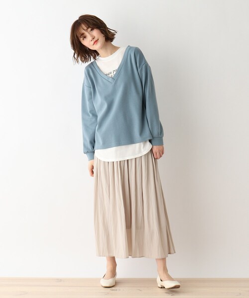 DRESKIP（ドレスキップ）の「◆【2点セット】深Vプルオーバー+ロゴTシャツ（その他トップス・レディース・グレー系その他/ライトブルー/ナチュラル・02/03/04）」の14枚目の写真