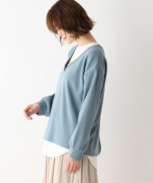 DRESKIP（ドレスキップ）の「◆【2点セット】深Vプルオーバー+ロゴTシャツ（その他トップス・レディース・グレー系その他/ライトブルー/ナチュラル・02/03/04）」の6枚目の写真