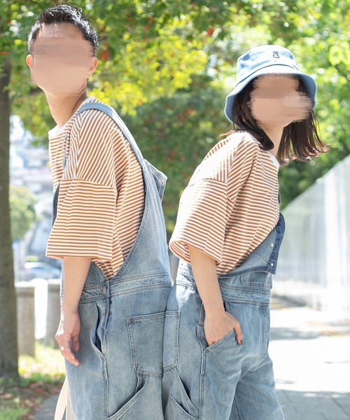 PairPair（ペアペア）の「ボーダーBIGTシャツ(ユニセックス)（Tシャツ/カットソー・メンズ・ブラック/ベージュ/オレンジ・MEDIUM/LARGE）」の22枚目の写真