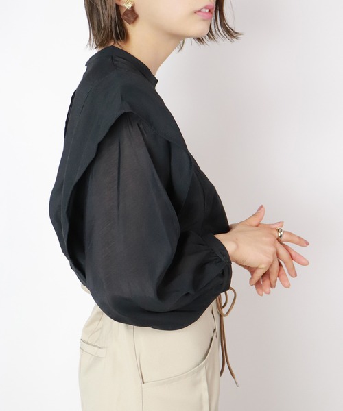 BKhome（ビーケーホーム）の「バンドカラードルマンブラウス（シャツ/ブラウス・レディース・ブラック/ライトグレー/グリーン・FREE）」の8枚目の写真