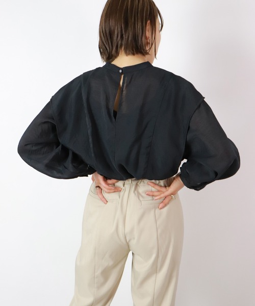 BKhome（ビーケーホーム）の「バンドカラードルマンブラウス（シャツ/ブラウス・レディース・ブラック/ライトグレー/グリーン・FREE）」の18枚目の写真