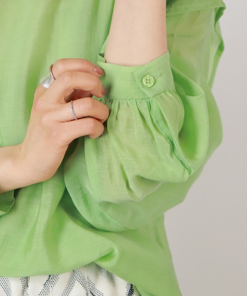 BKhome（ビーケーホーム）の「バンドカラードルマンブラウス（シャツ/ブラウス・レディース・ブラック/ライトグレー/グリーン・FREE）」の7枚目の写真