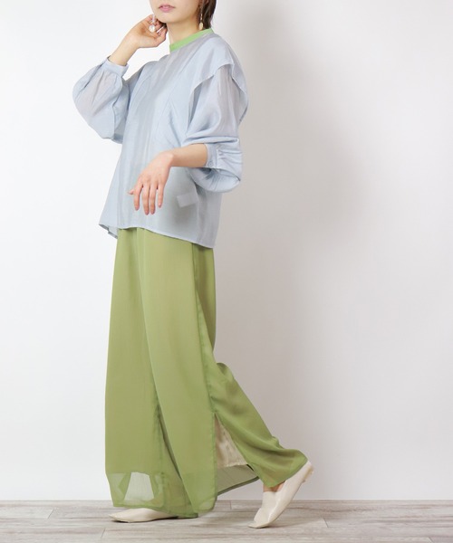 BKhome（ビーケーホーム）の「バンドカラードルマンブラウス（シャツ/ブラウス・レディース・ブラック/ライトグレー/グリーン・FREE）」の15枚目の写真