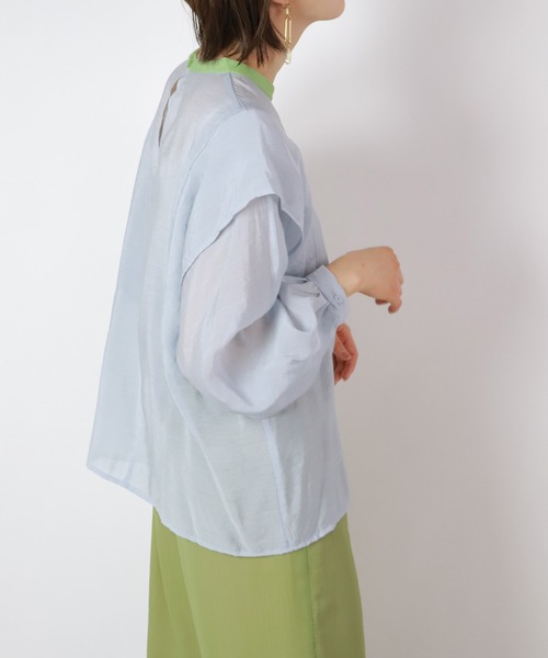 BKhome（ビーケーホーム）の「バンドカラードルマンブラウス（シャツ/ブラウス・レディース・ブラック/ライトグレー/グリーン・FREE）」の11枚目の写真